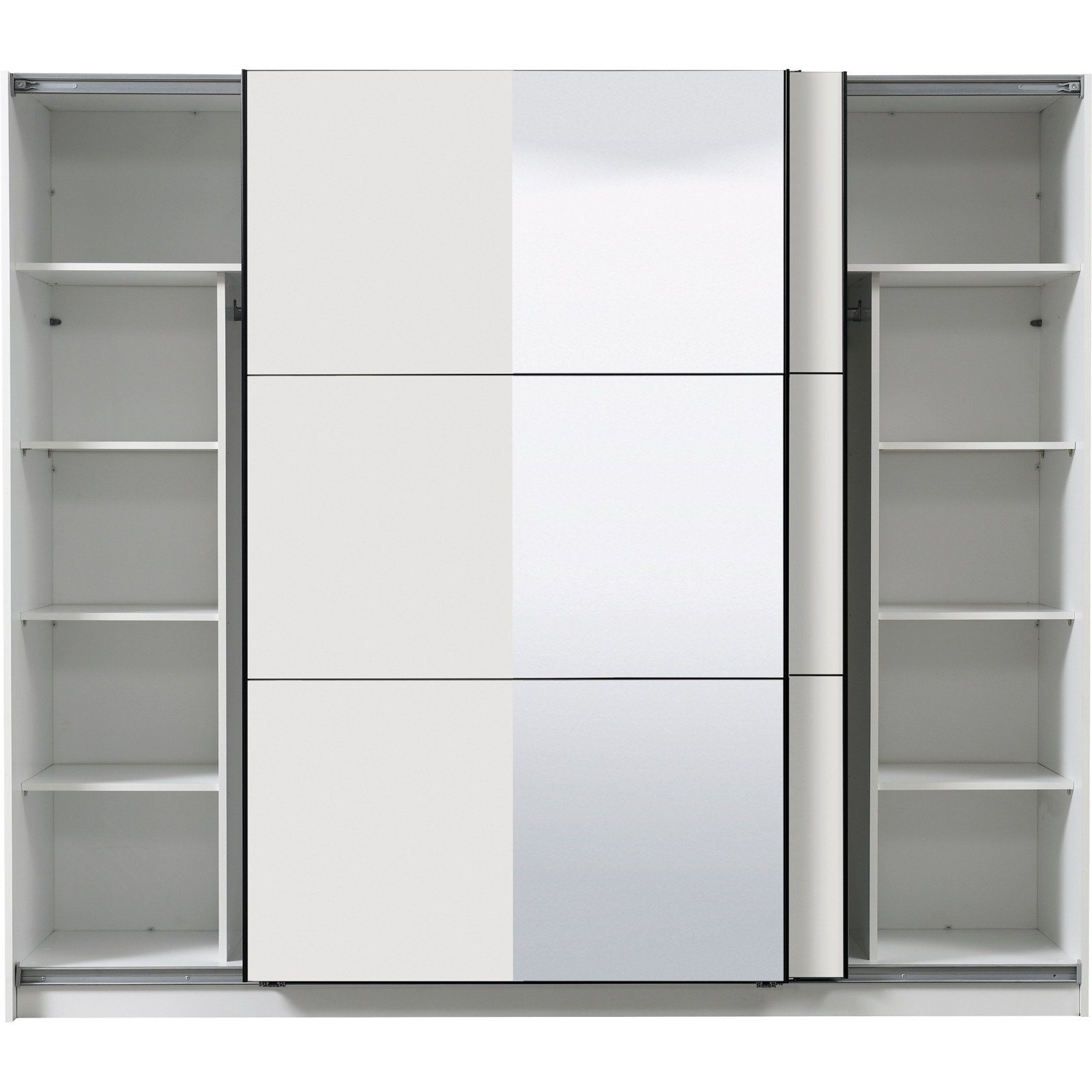 Schwebetürenschrank Sierra Melamin 237 x 210 x 62,5 cm, mit Spiegel weiss