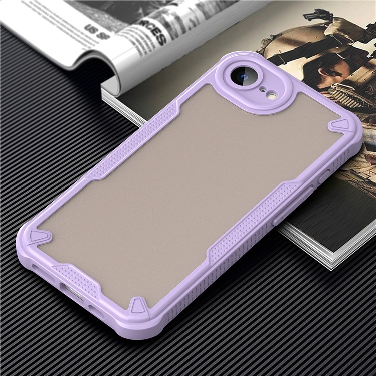 iPhone 16e Hybrid Bumper Hülle mit Air Cushion Fallschutz   Kameraschutz - Lila / Transparent (Matt)