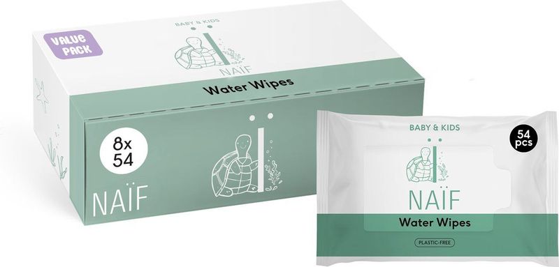 Naïf - Plasticvrije Billendoekjes - Water - 432 Doekjes