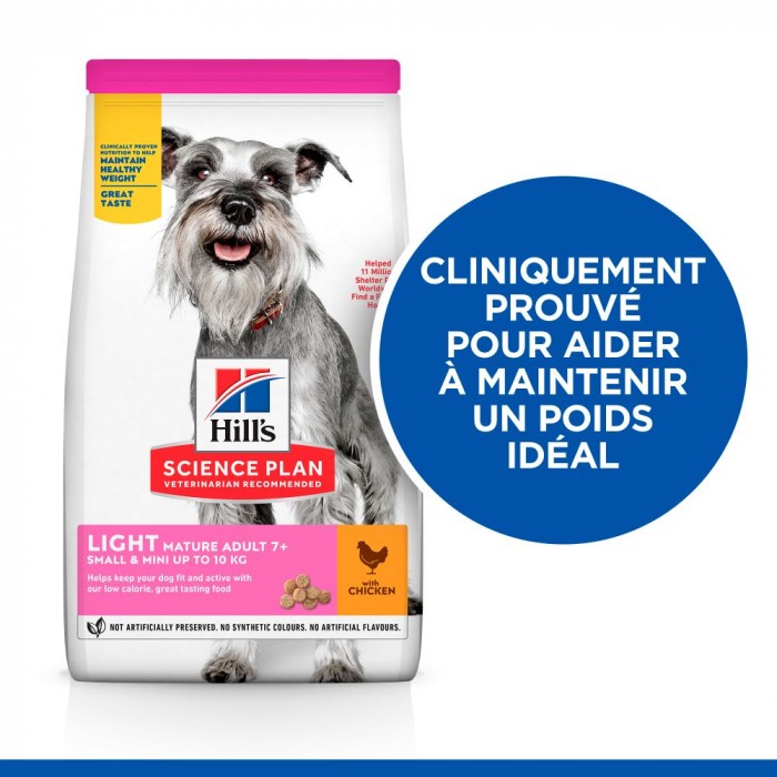 HILL'S Science Plan Light Small & Mini Mature Adult 7+ au Poulet - Croquettes pour chien