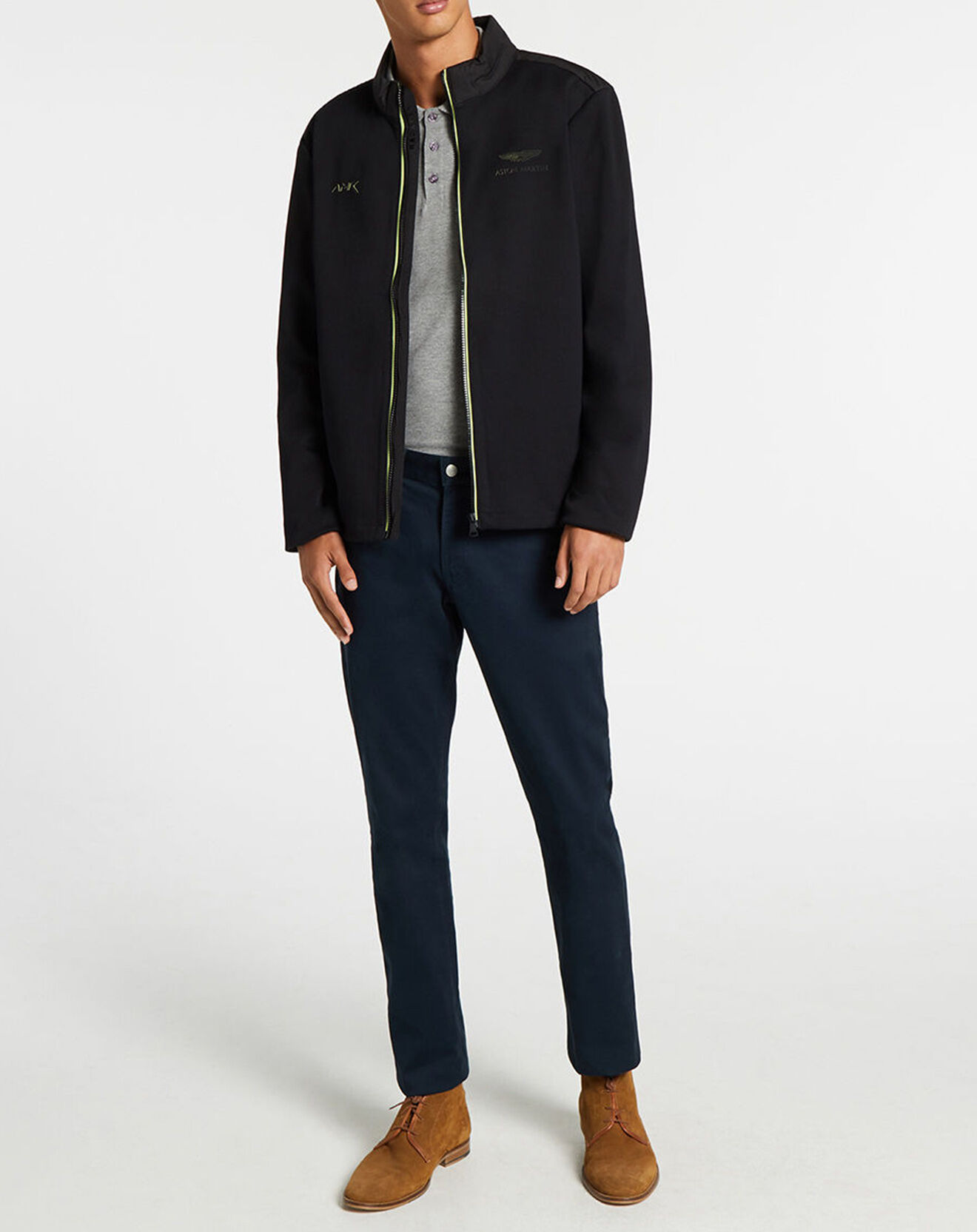 Hackett London Blouson Aston Martin Racing Jersey bimatière noir