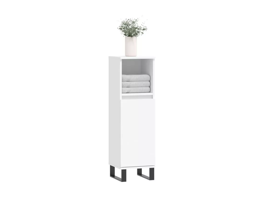 Armoire de salle de bain blanc 30x30x100 cm bois d'ingénierie