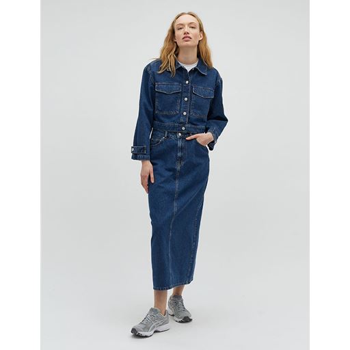 Global Funk Joance-G Denimnederdel, Mid Vintage Blue, S