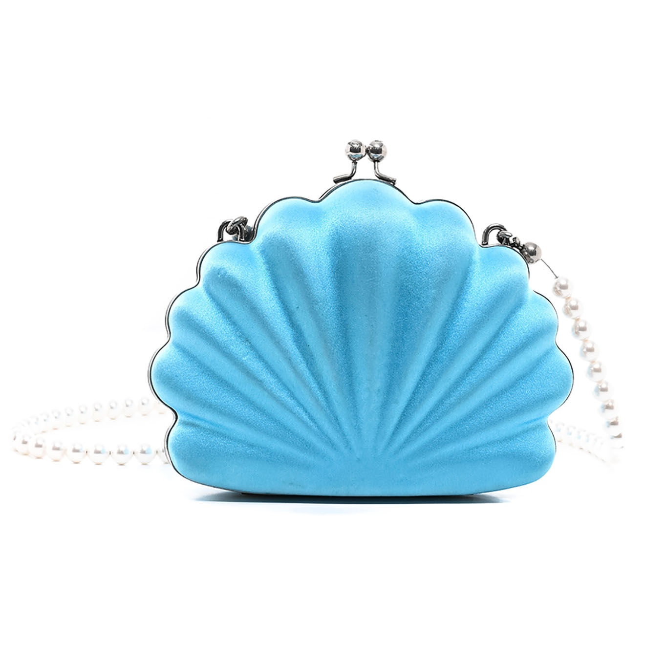 Balenciaga Minaudière bandoulière Coquillage en Toile Perles bleue - Neuf avec étiquette - L.16 cm