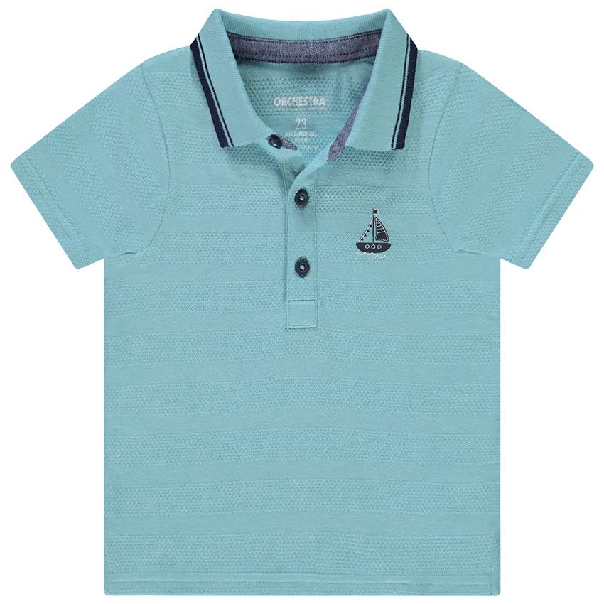Polo manches courtes print fantaisie pour bébé garçon - Bleu