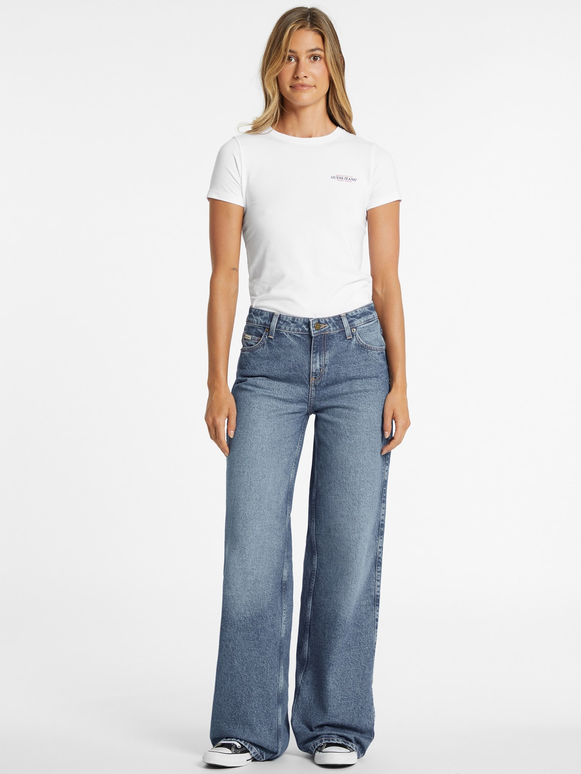 Calça jeans G11 de perna larga