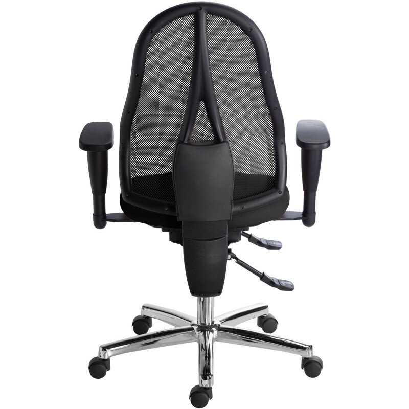 Chaise de bureau HOLLY SITNESS noir dossier maille - avec accoudoirs - Mécanisme Synchrone - Pieds chrome