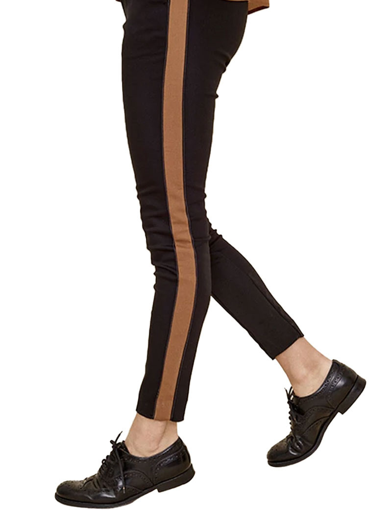 MOS MOSH PANTALON BLAKE CLUB NOIR À BANDES MARRON