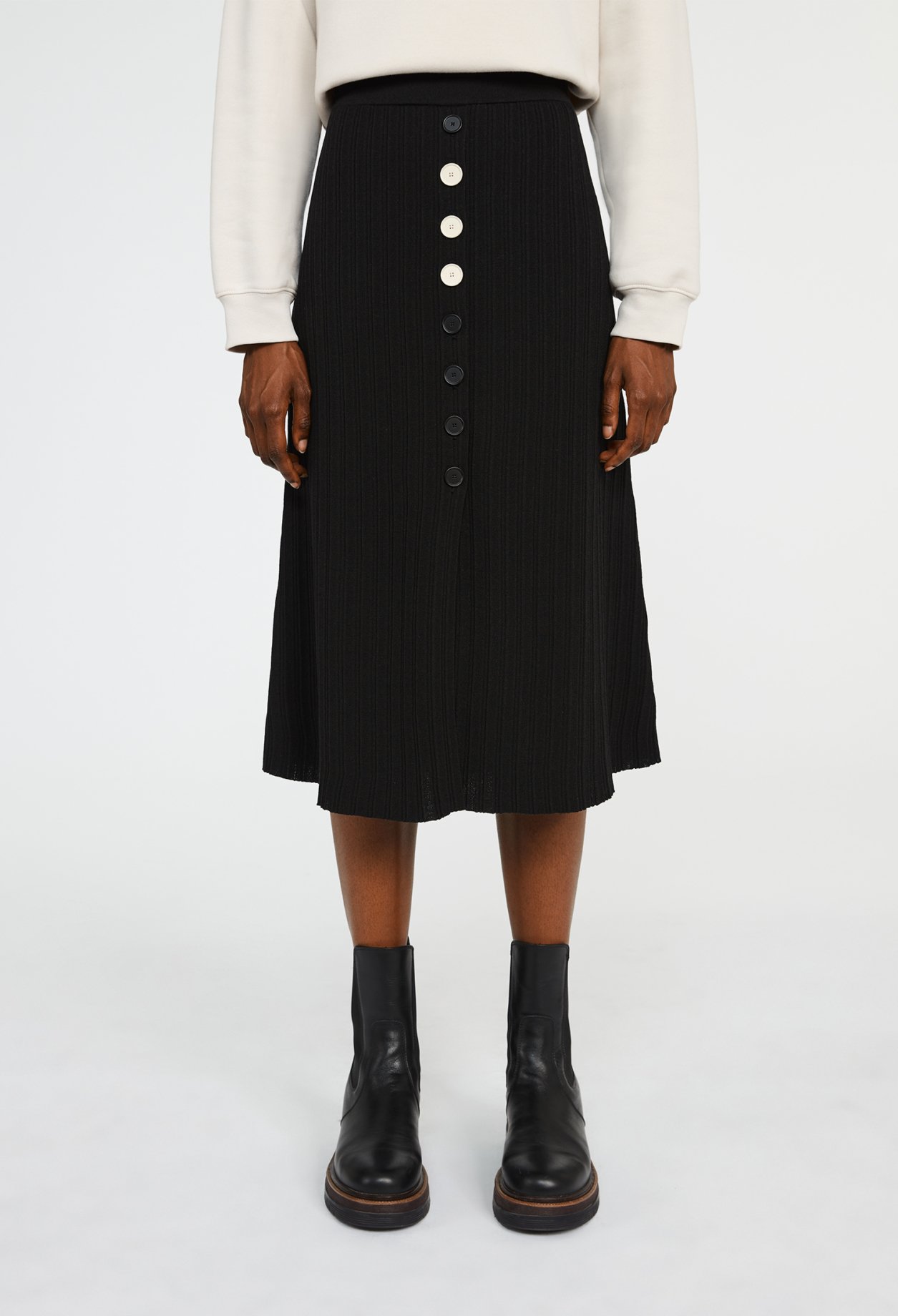 Jupe midi maille noire