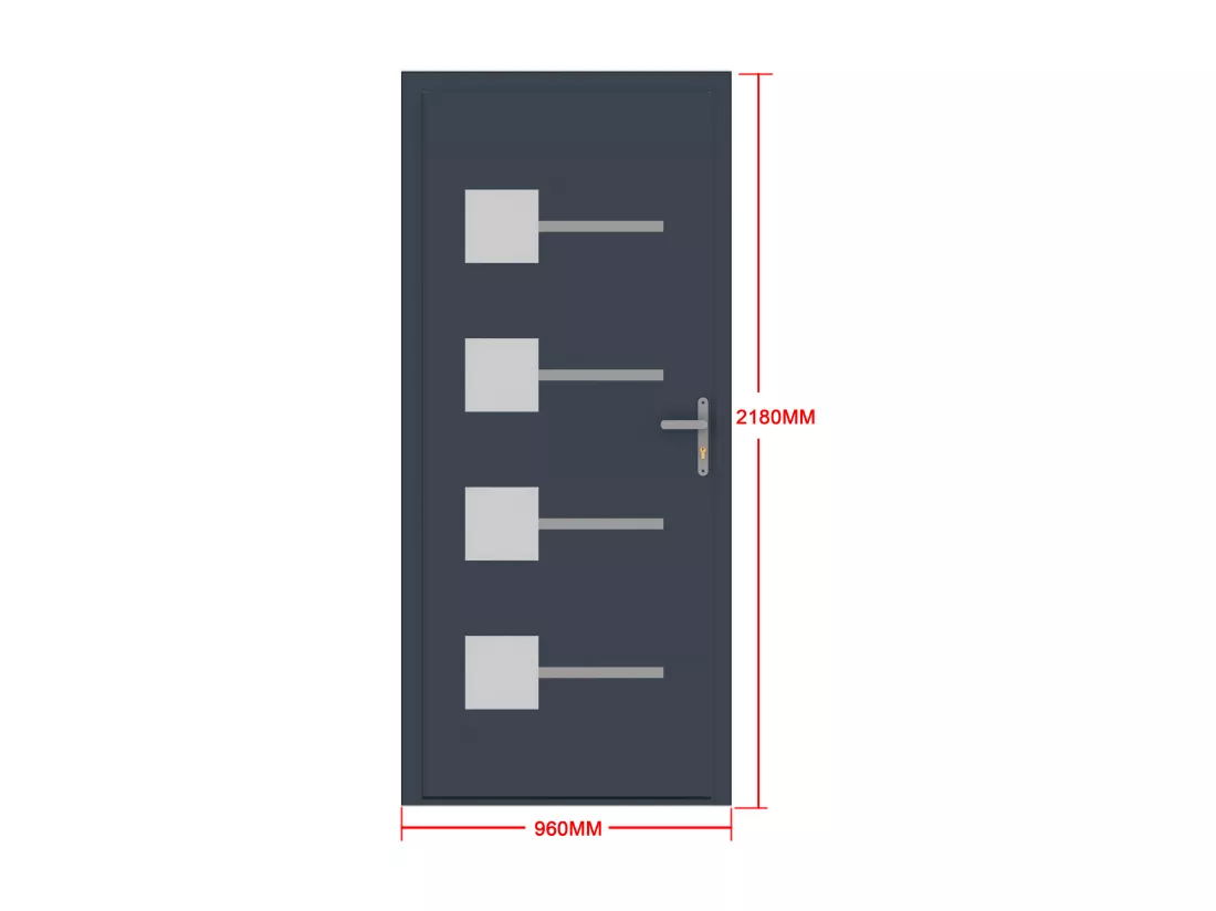 Porte d'entrée en aluminium H218 x L96 cm anthracite - poussant gauche - AMARES