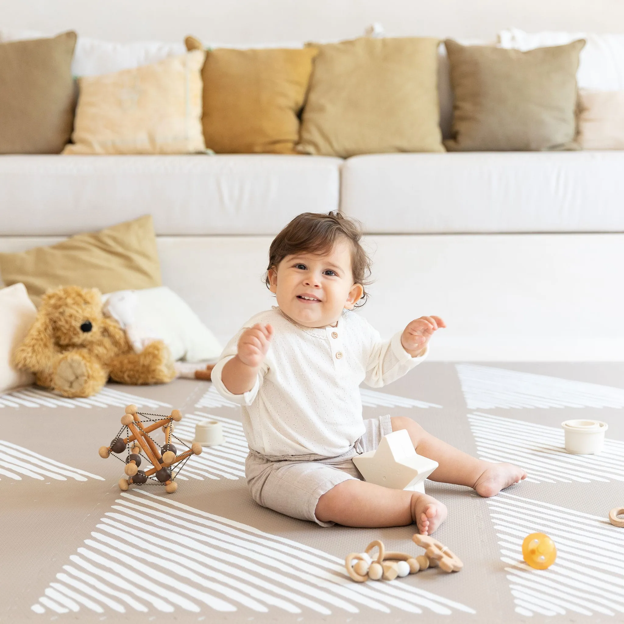 Toddlekind Tapis d'Activité - Collection Sandy Lines Tan