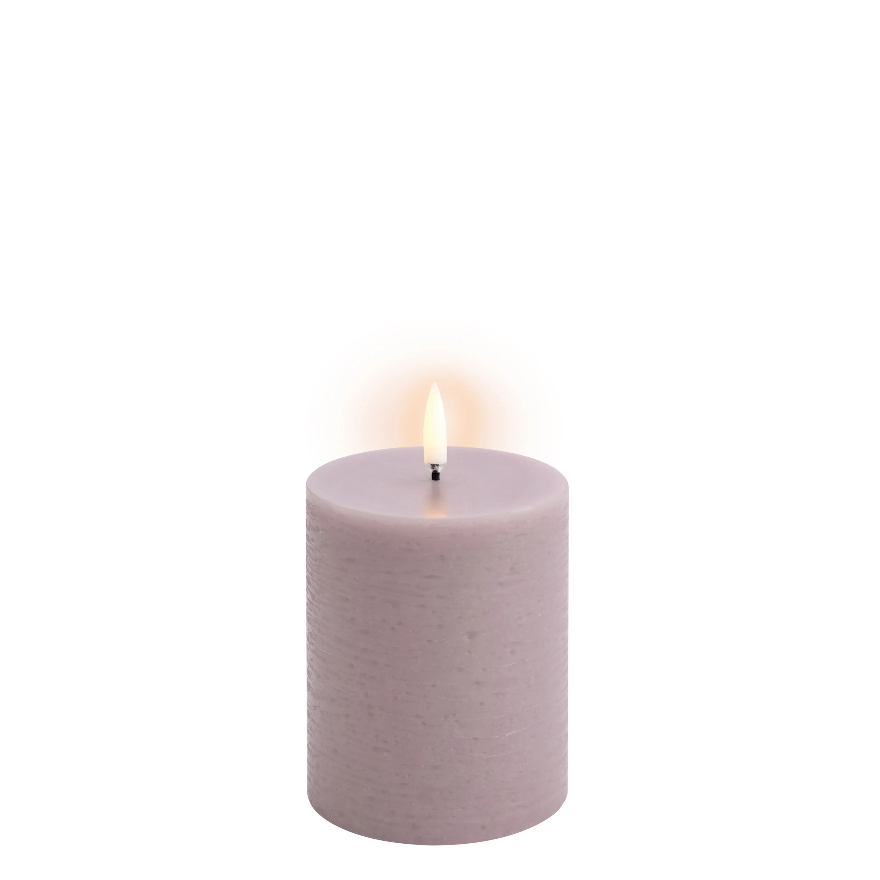 Uyuni  LED Rustic Pillar lys, Light Lavender - H10 cm.