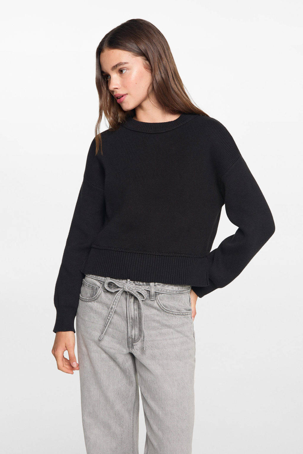 MANGO TEEN regular wide leg jeans grey denim