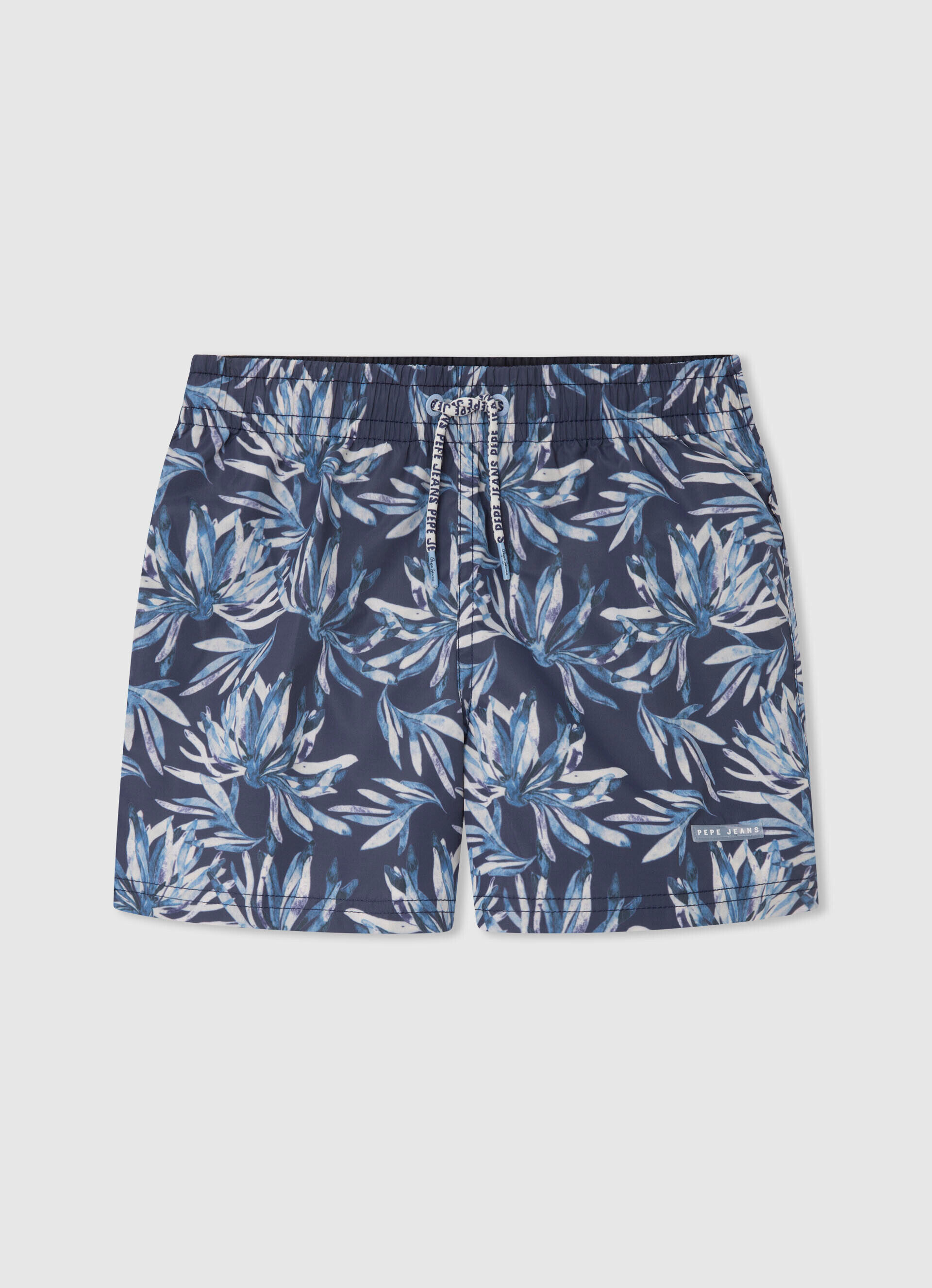 Maiô Bermuda com estampa de selva - azul índigo