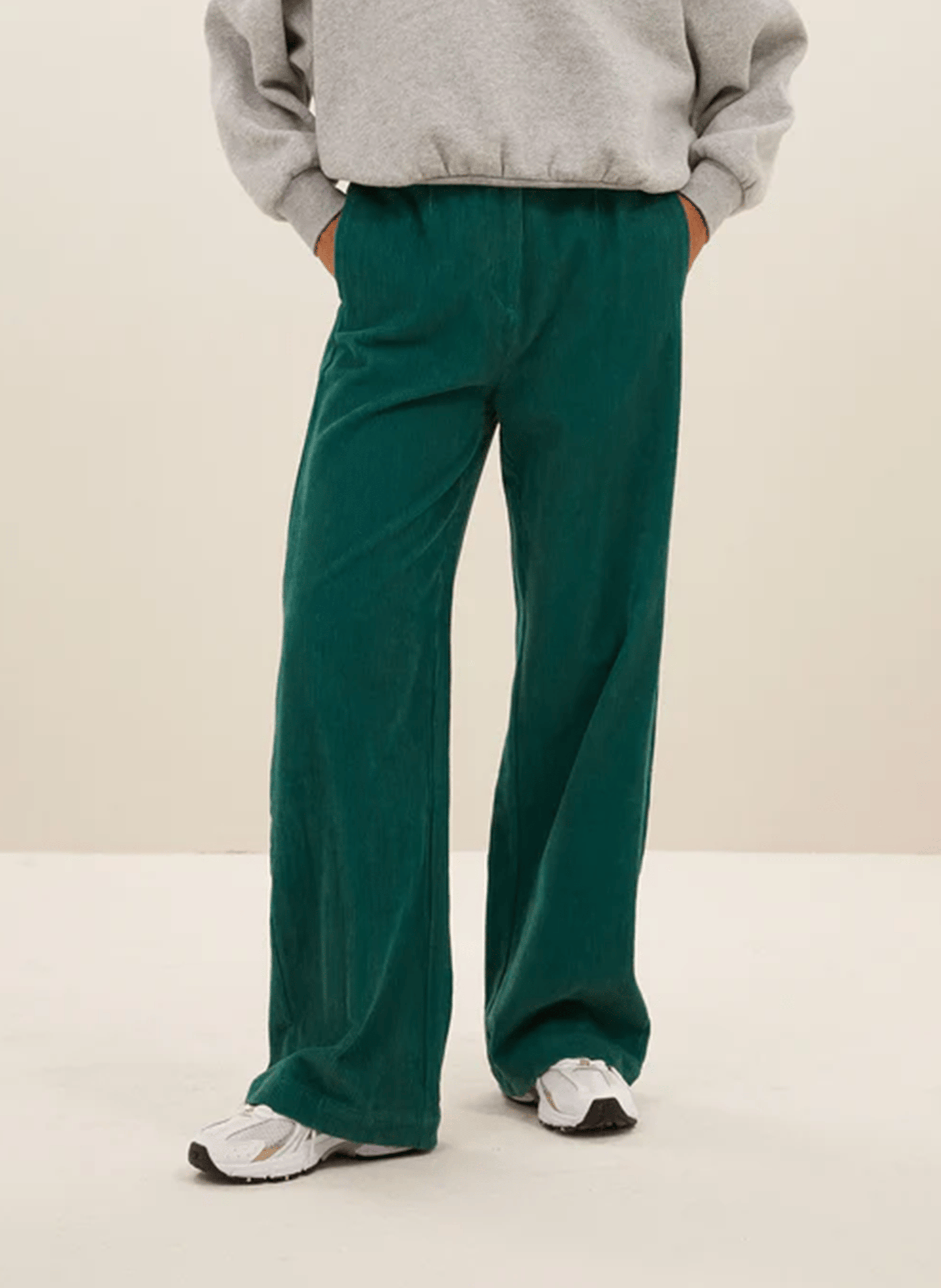 ODIN - Pantalon droit velours côtelé en coton | Vert