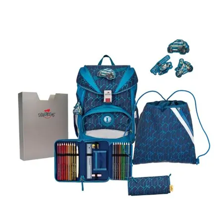 DerDieDas Schulrucksack-Set Ergoflex Blue Speed, 5-teilig
