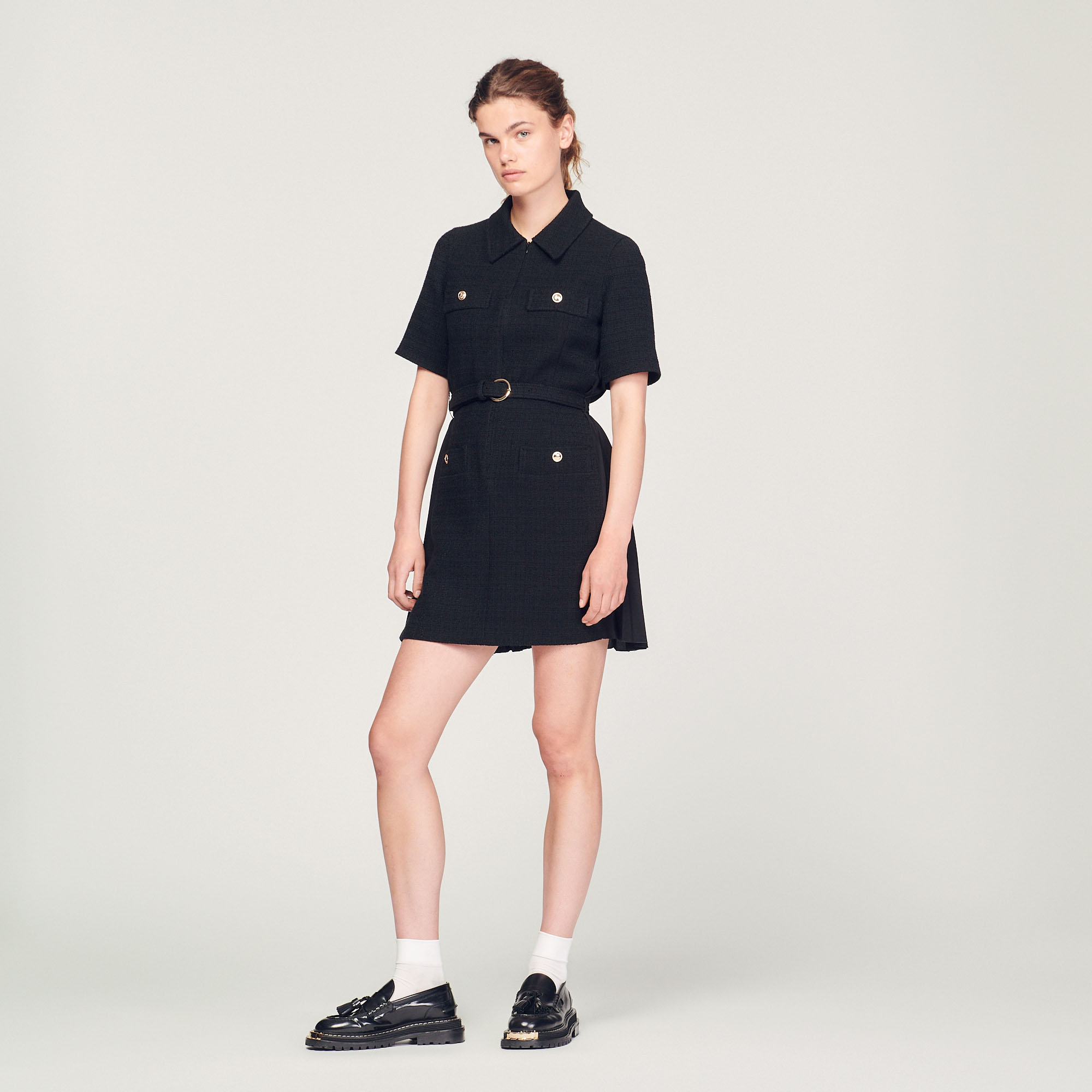 Robe á manches courtes bi matiéres