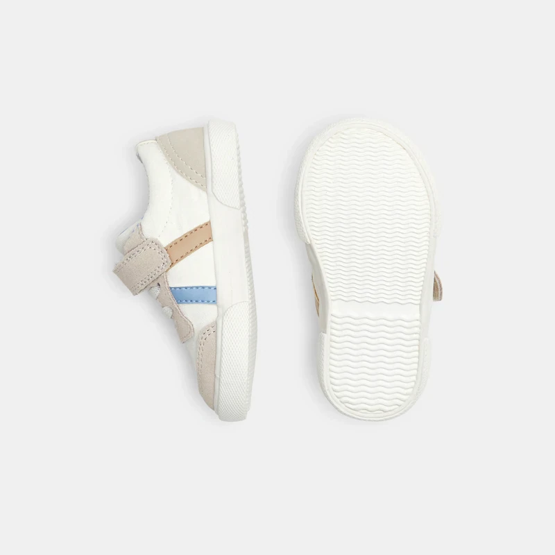 Tennis bi-matières lacets élastique beige bébé garçon Beige