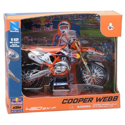 Miniature Newray Moto KTM 450 SX-F Red Bull Cooper WEBB - Echelle 1/12° - Orange / Noir