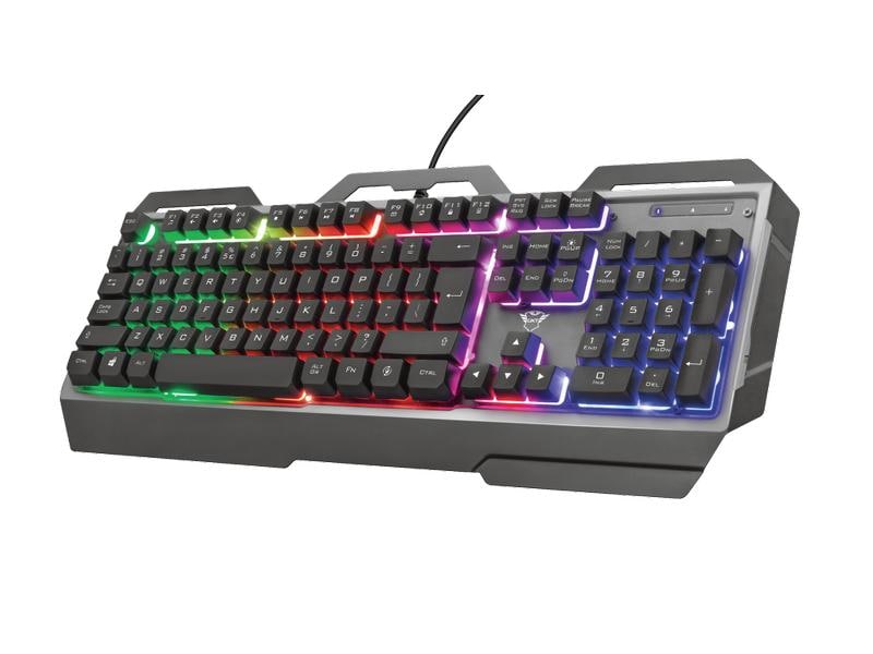 Trust Gaming-Tastatur GXT 856 Torac QWERTZ (CH) Layout Gaming-Tastatur mit stabilem Metalloberteil und mehrfarbiger LED-Beleuchtung