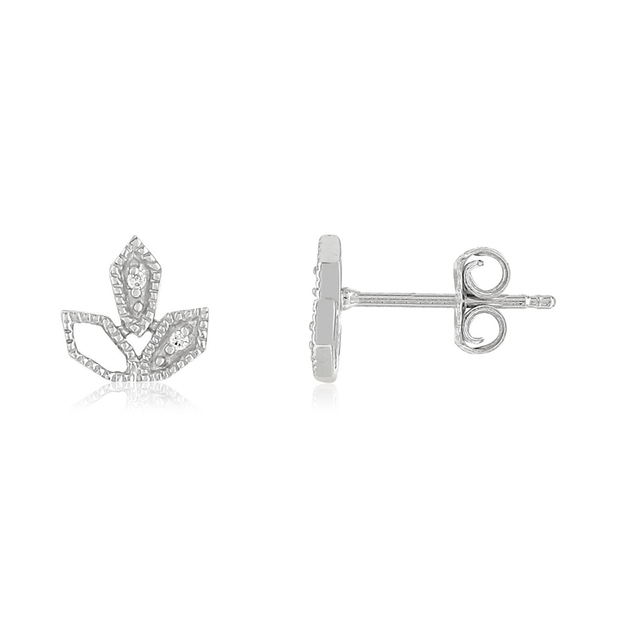 Boucles d'oreilles or blanc 375 zirconias