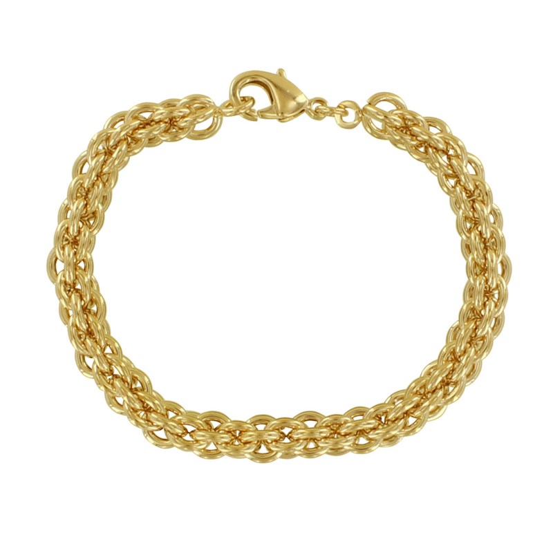 Bracelet Plaqué Or Gourmette Mailles Rondes Circulaires