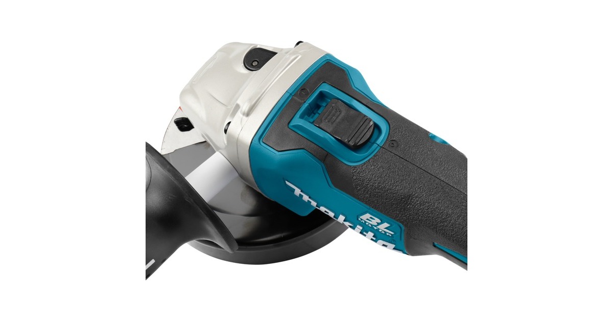 Makita18 V Haakse slijper 125 mm DGA513ZJ  (Blauw/zwart, Accu en oplader niet inbegrepen, in Mbox, met vastzetschakelaar)