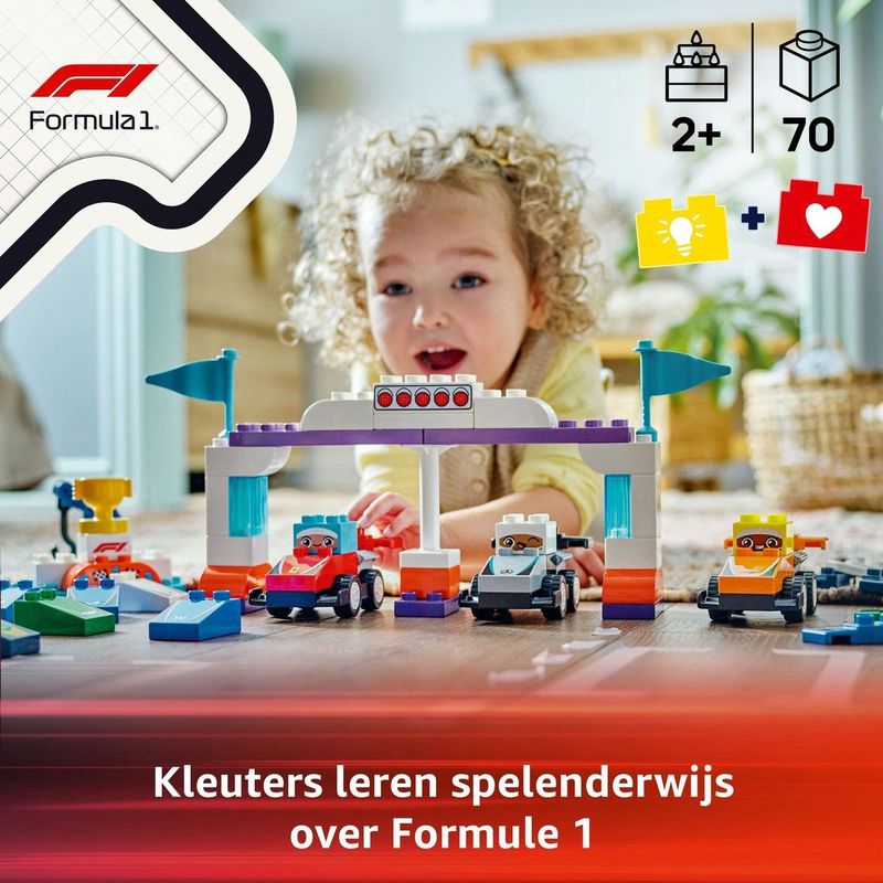 LEGO - Duplo Town - F1 Team Racewagens en Coureurs - Bouwspeelgoed - Multikleur