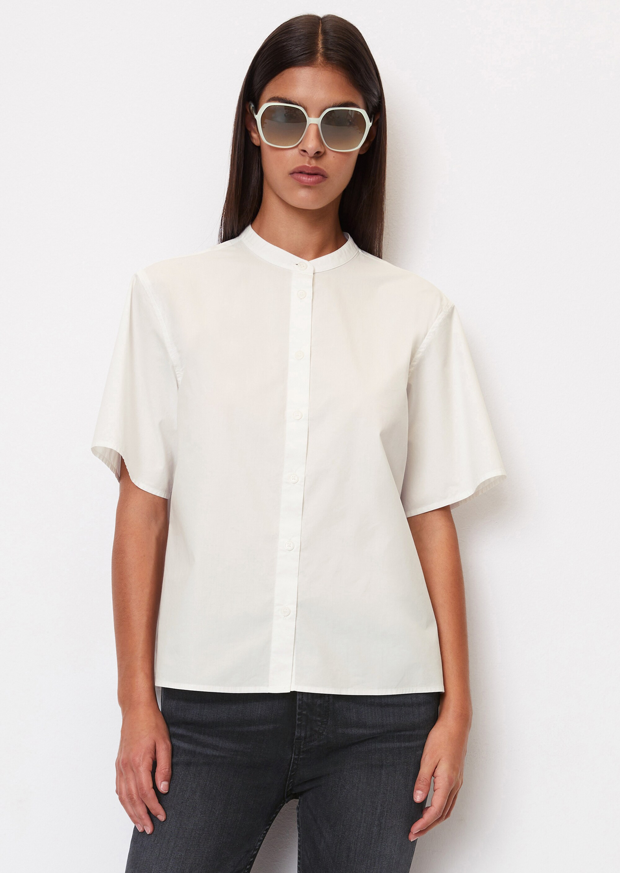 Popeline-Kurzarm-Bluse aus Organic Cotton