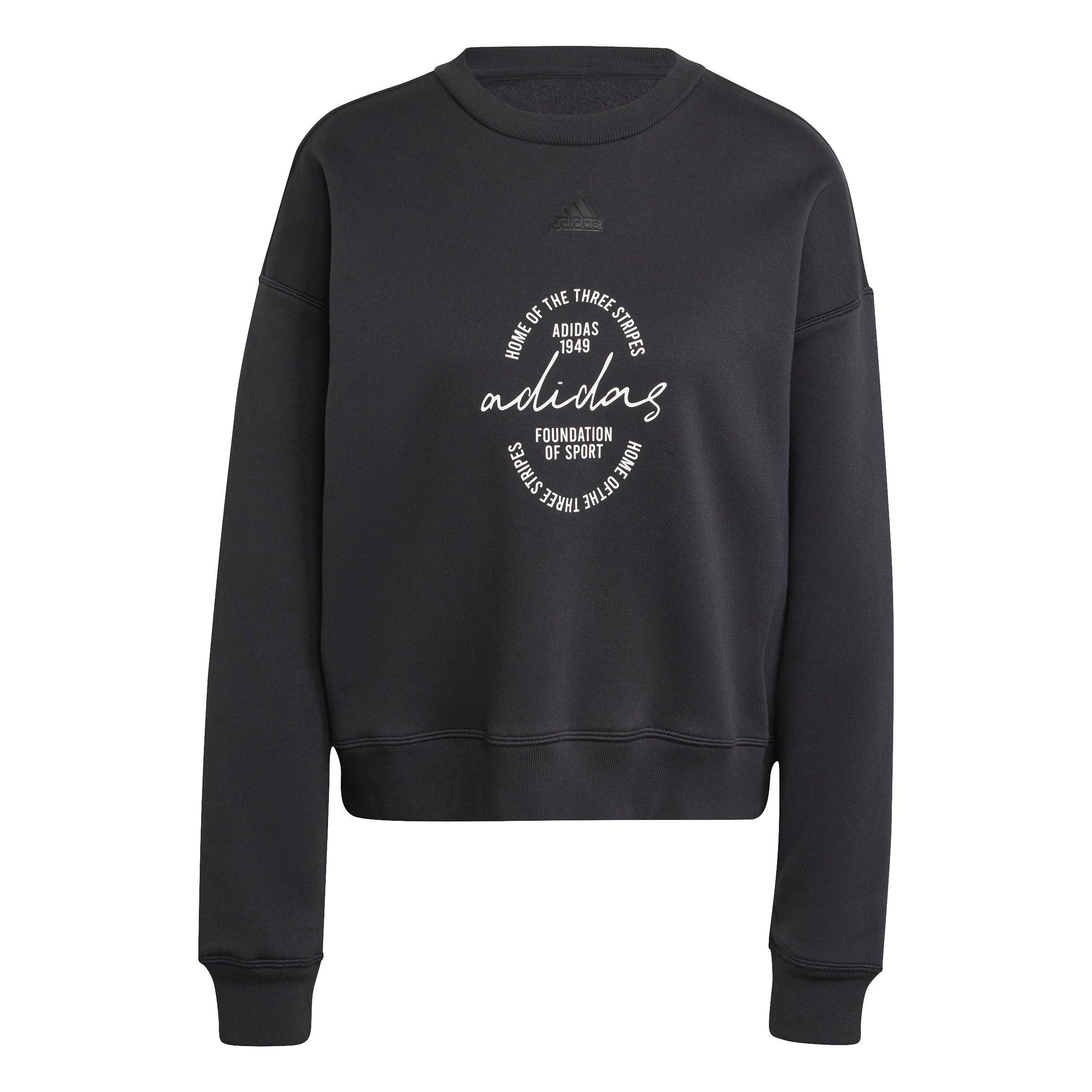 adidas Signature Graphic Print Fleece Loose Sweatshirt Womens