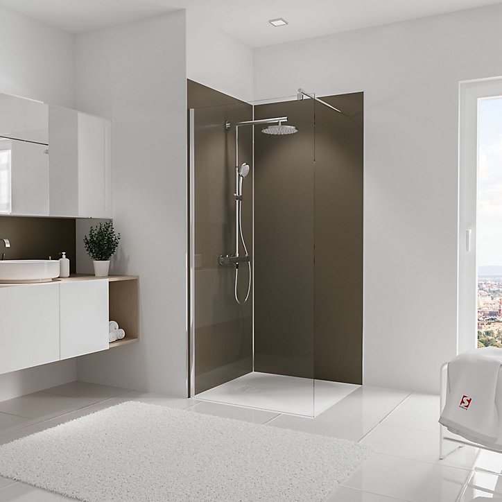 Lot de 2 panneaux muraux salle de bains 90 x 210 cm, Schulte DécoDesign Couleur, taupe