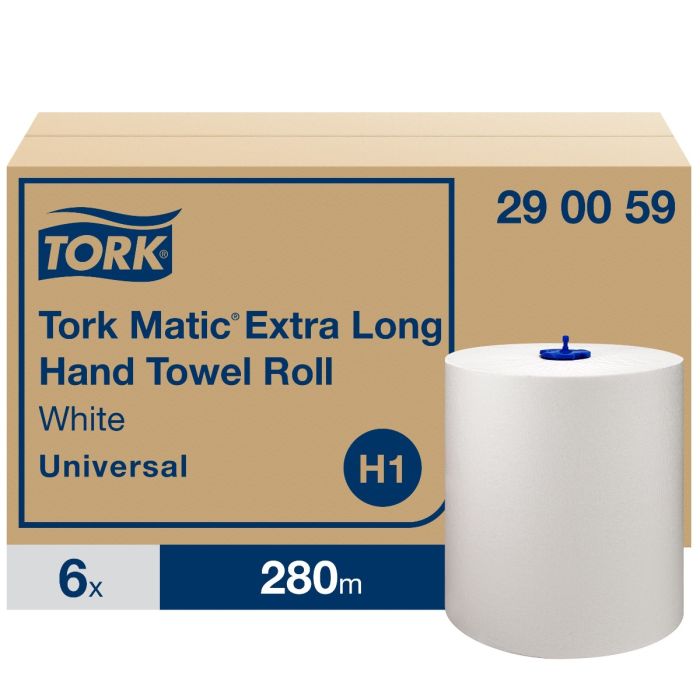 Tork 290059 Matic extra lange 6st handdoekrollen H1 1-laags wit 6 x 280 m (290059)