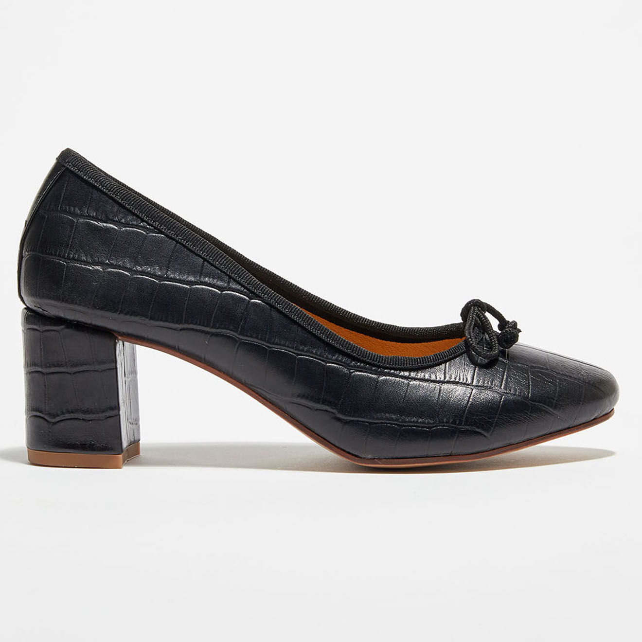 Quartier Latin Ballerines en Cuir Croco Sophie noires  - Talon 6 cm