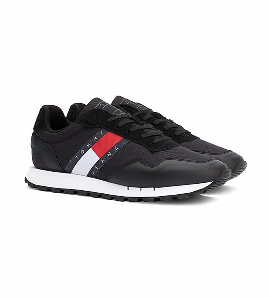 Tênis Tommy Jeans Retro Runner de couro preto