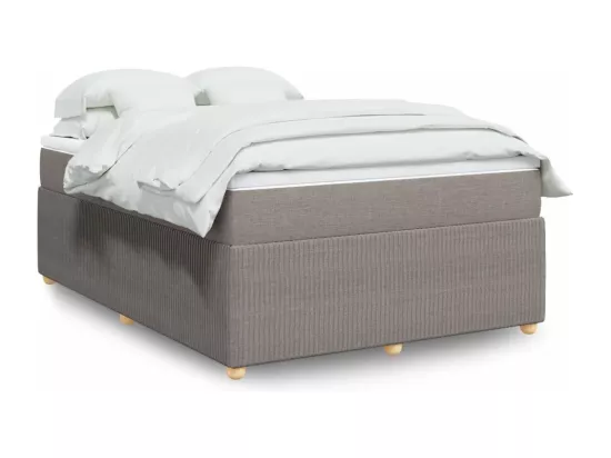 Sommier à lattes de lit avec matelas Taupe 160x200 cm Tissu