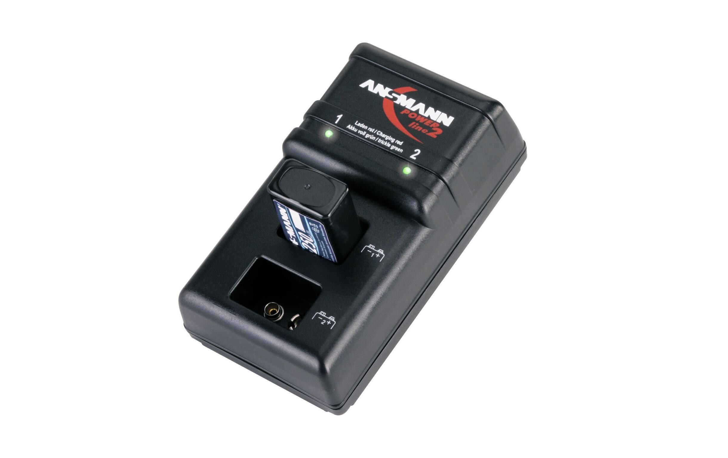 Ladegerät Powerline 2Stecker-Ladegerät für 9-Volt-E-Block-Akkus