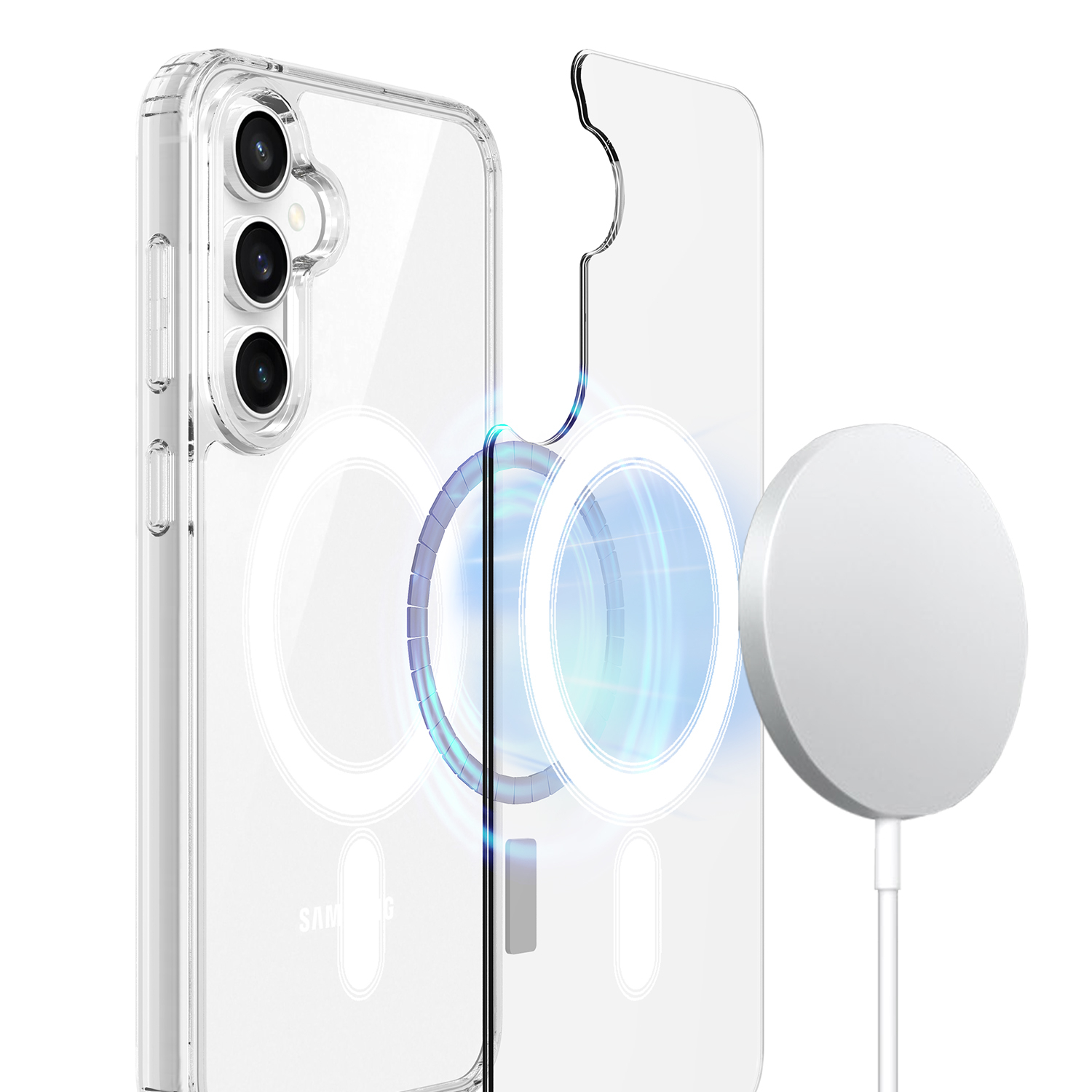 Samsung Galaxy S25 FE Hybrid Hülle TPU Bumper Acryl Rückseite MagSafe-Modul - Transparent