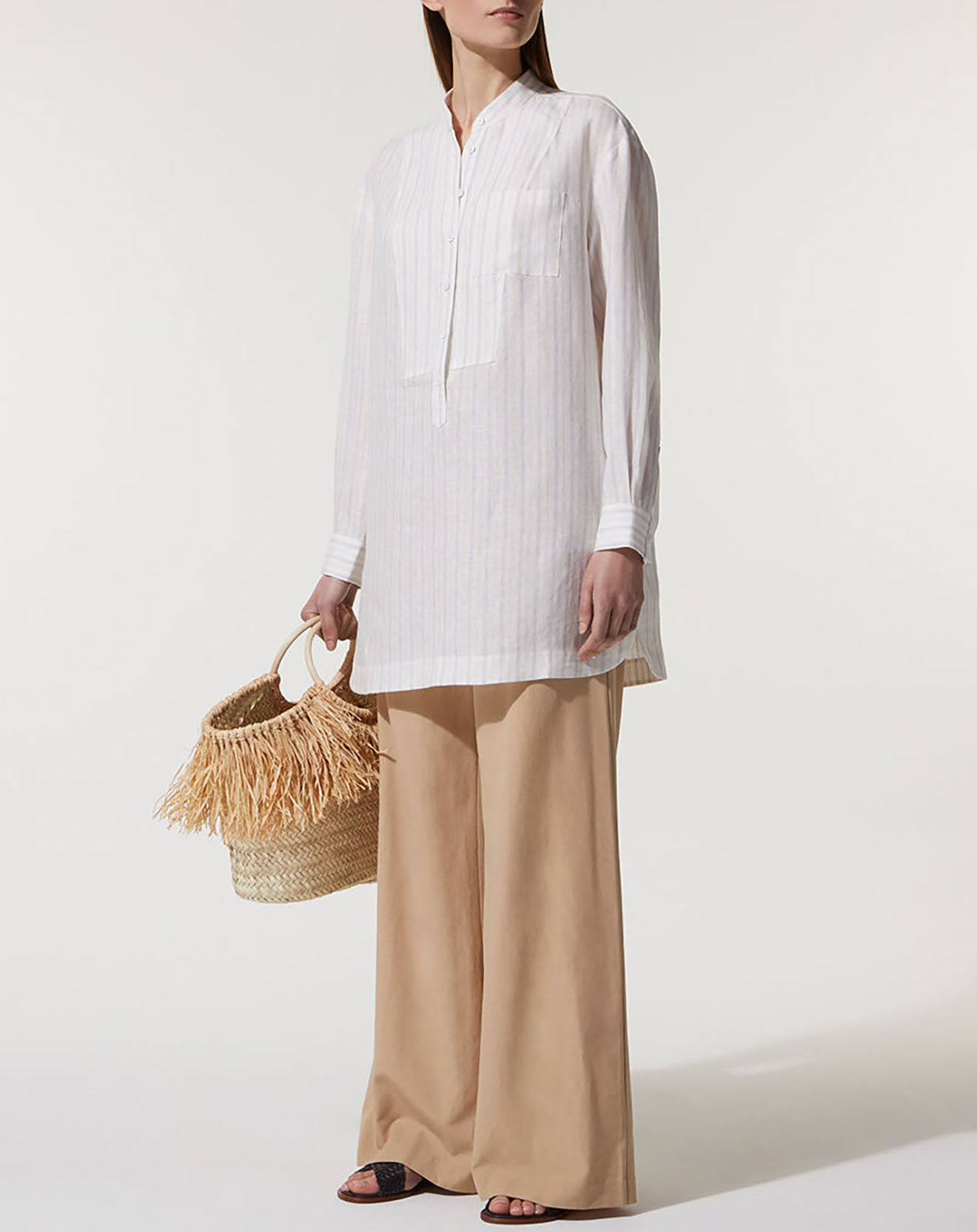 Jodhpur Chemise longue 100% Lin Midor blanche