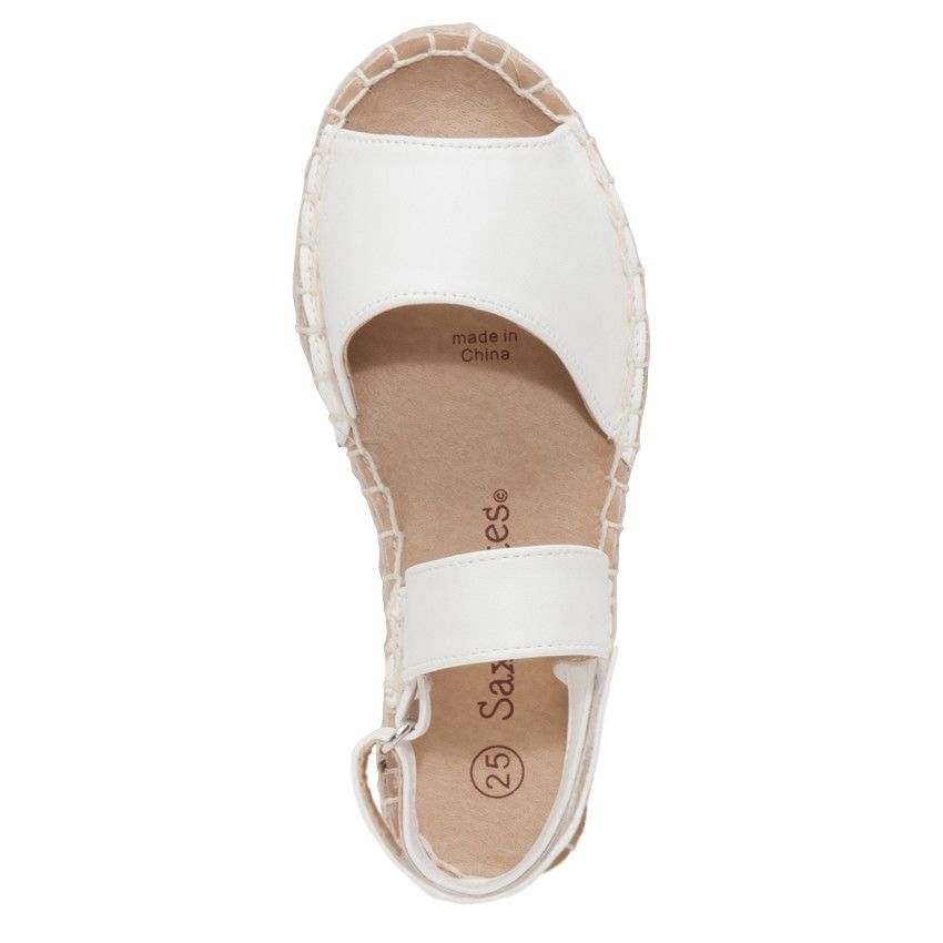 Nu-pieds esprit espadrilles avec lanière à scratch - Blanc