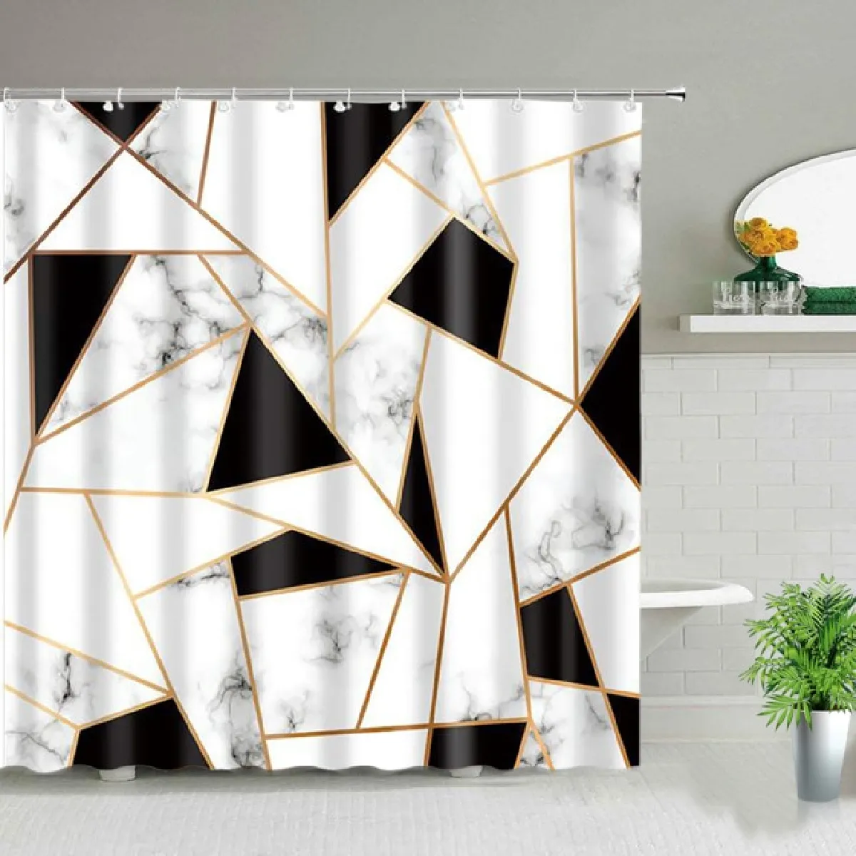 Universal Rideaux de douche géométriques décoratifs 120x180 cm