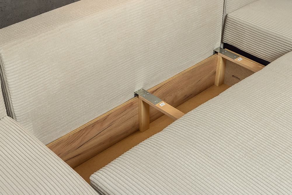 XXL Wohnlandschaft LODGE 315cm champagner beige Cord Sofa mit Schlaffunktion