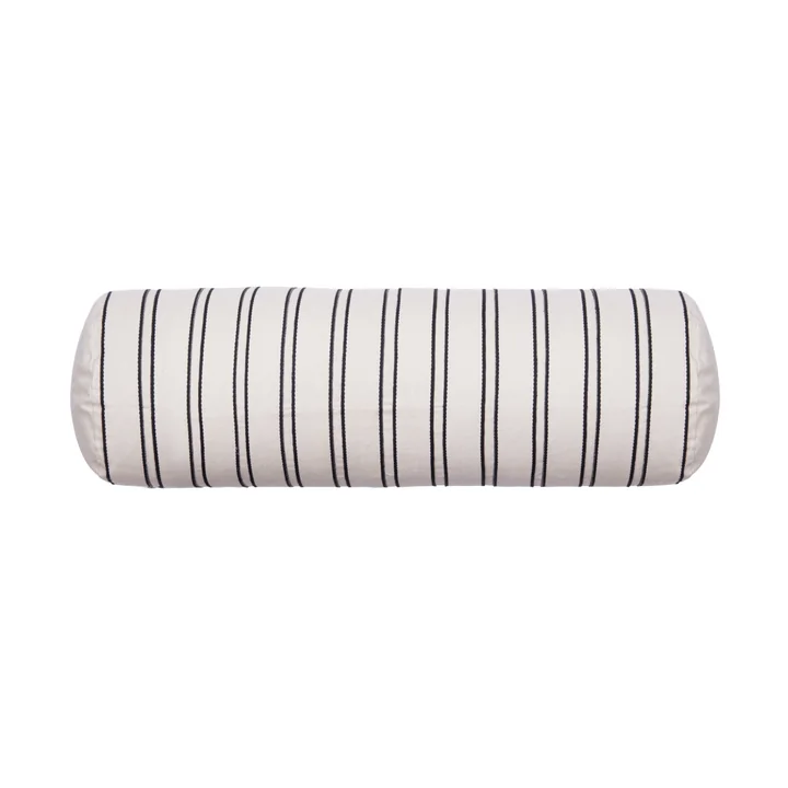 Ferm Living - Twill Nackenrolle, 60 cm, off-white / schwarz