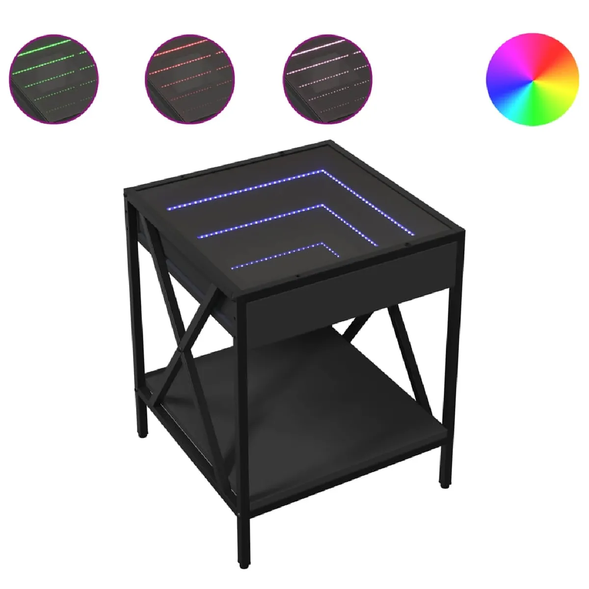 VIDAXL Table de chevet LED - Noir