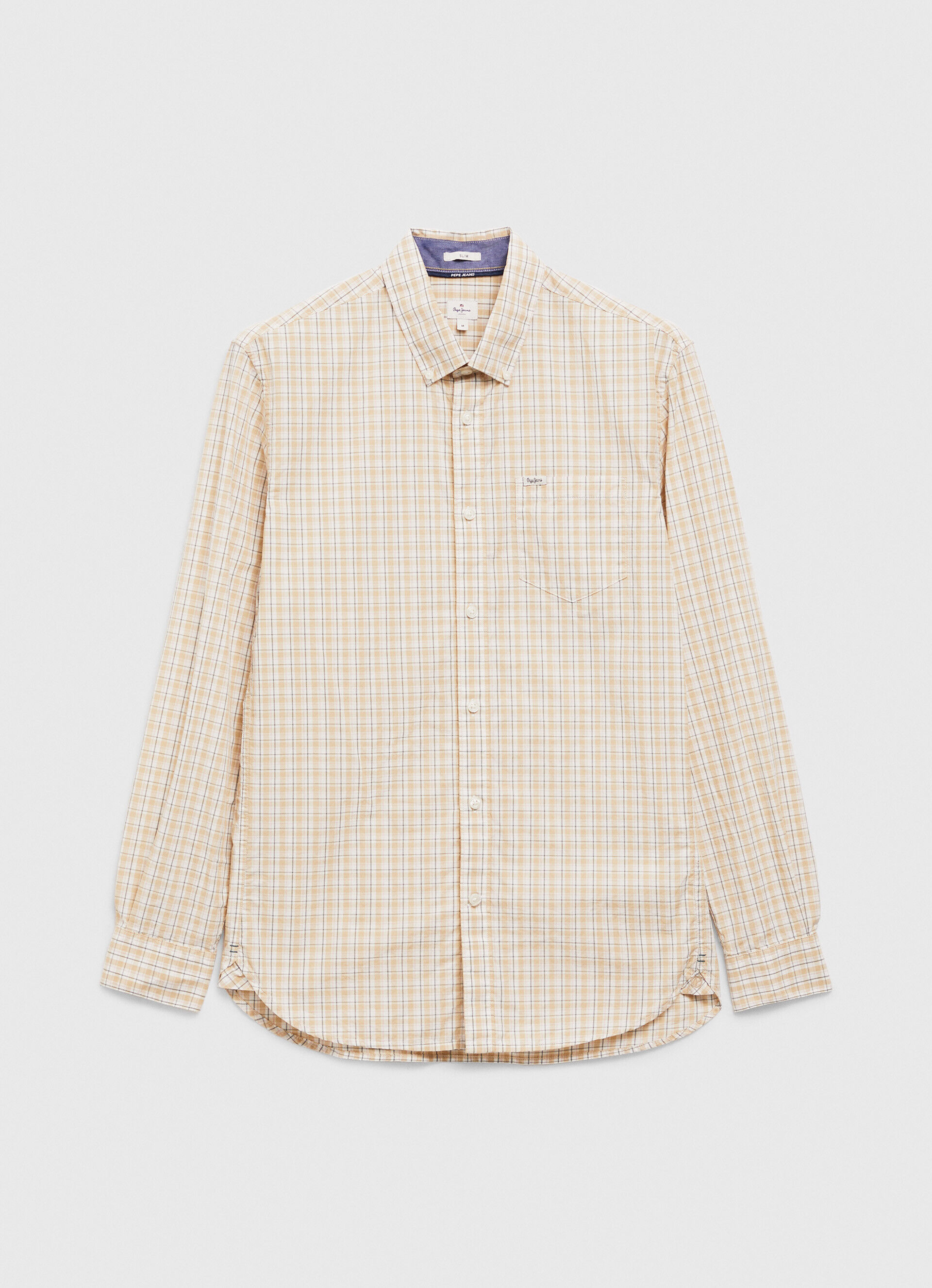 Camisa de popeline de algodão, modelagem regular - bege pedra