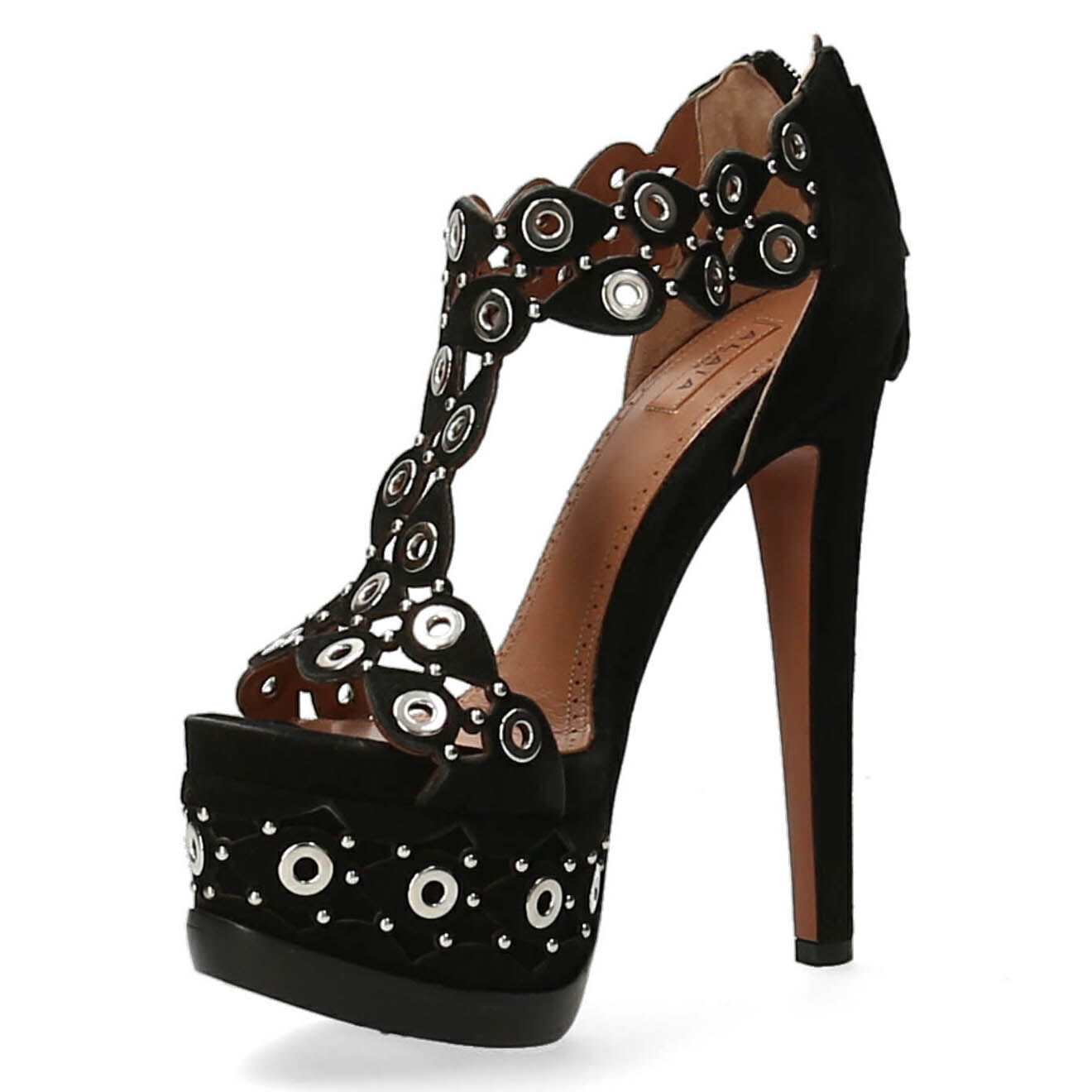Alaïa Sandales en Velours de Cuir noires - Talon 15 cm
