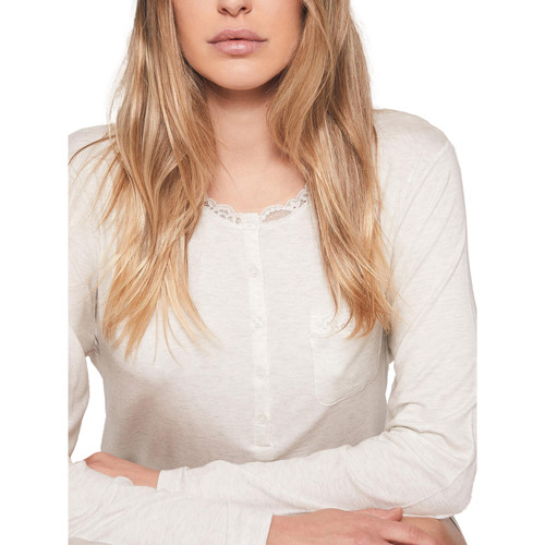 Admas - Camisón de manga larga Lace Night Gris