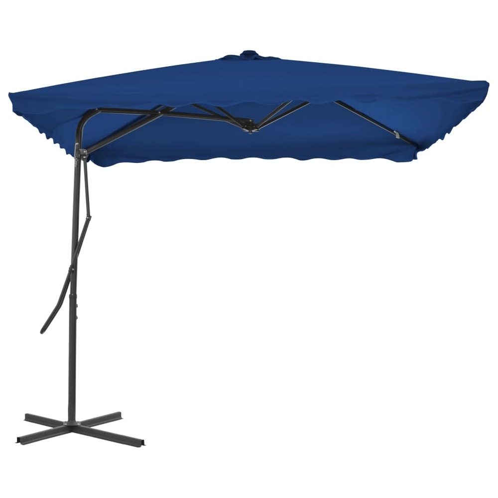 Parasol d'extérieur avec mât en acier 250 x 250 x 230 cm bleu