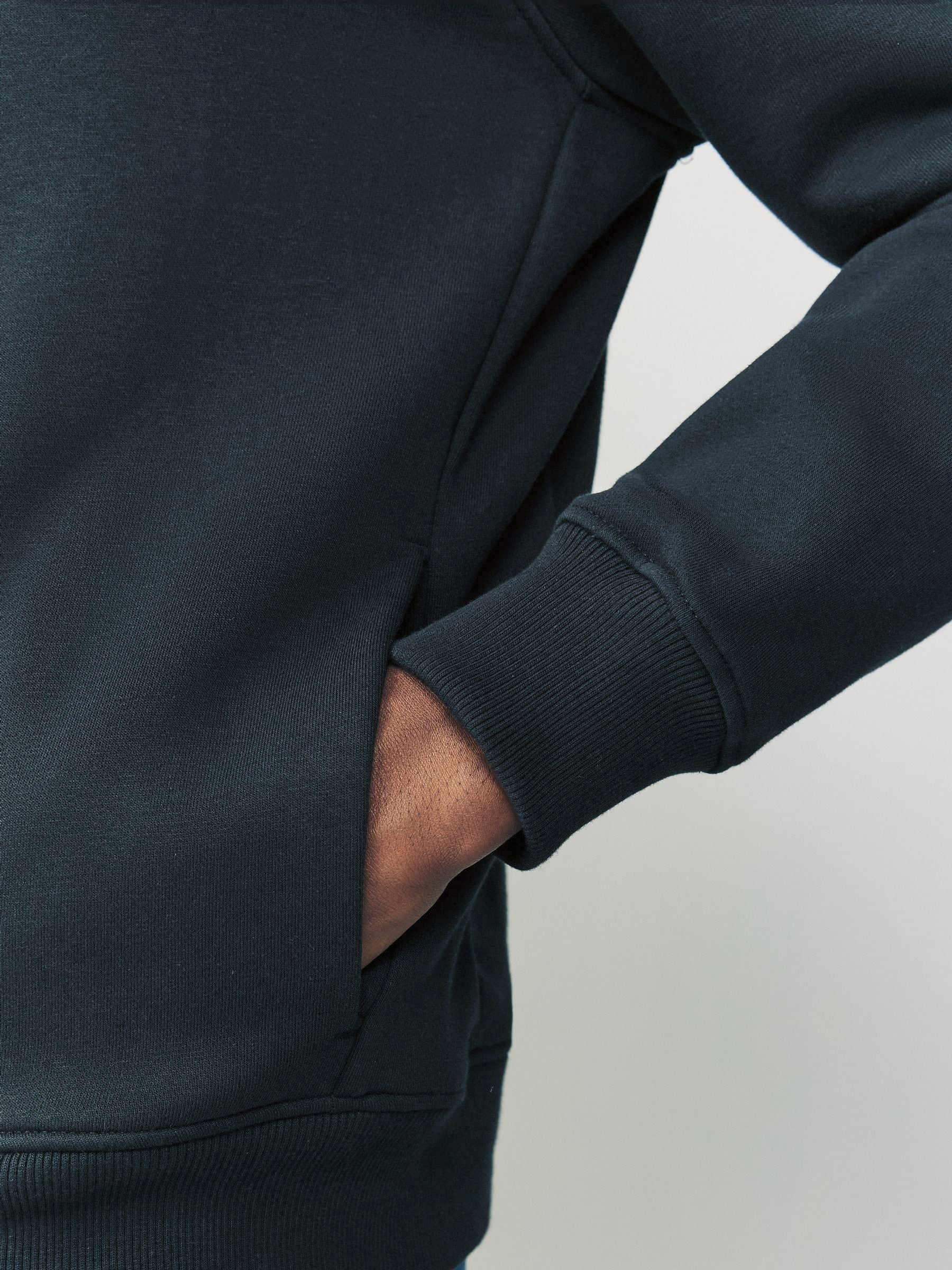 Donkerblauw - Cotton Rich Heavyweight Jersey Full Zip Hoodie