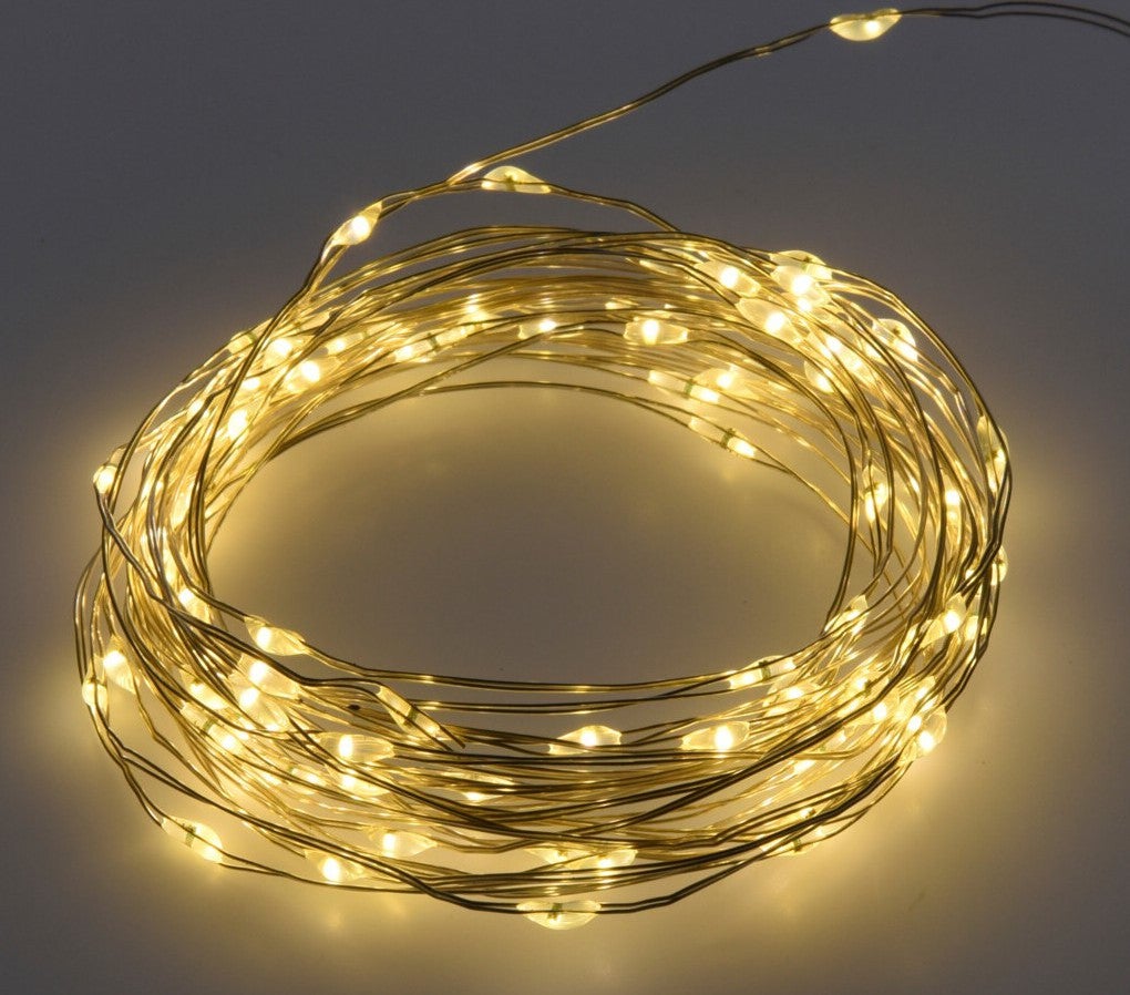 Solar verlichtingssnoer transparant 2 m met 100 lampjes