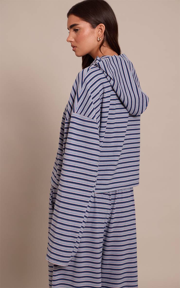 Bleu Marine Sweat À Casynthétiqueche Zippé En Polaire Douce À Rayures